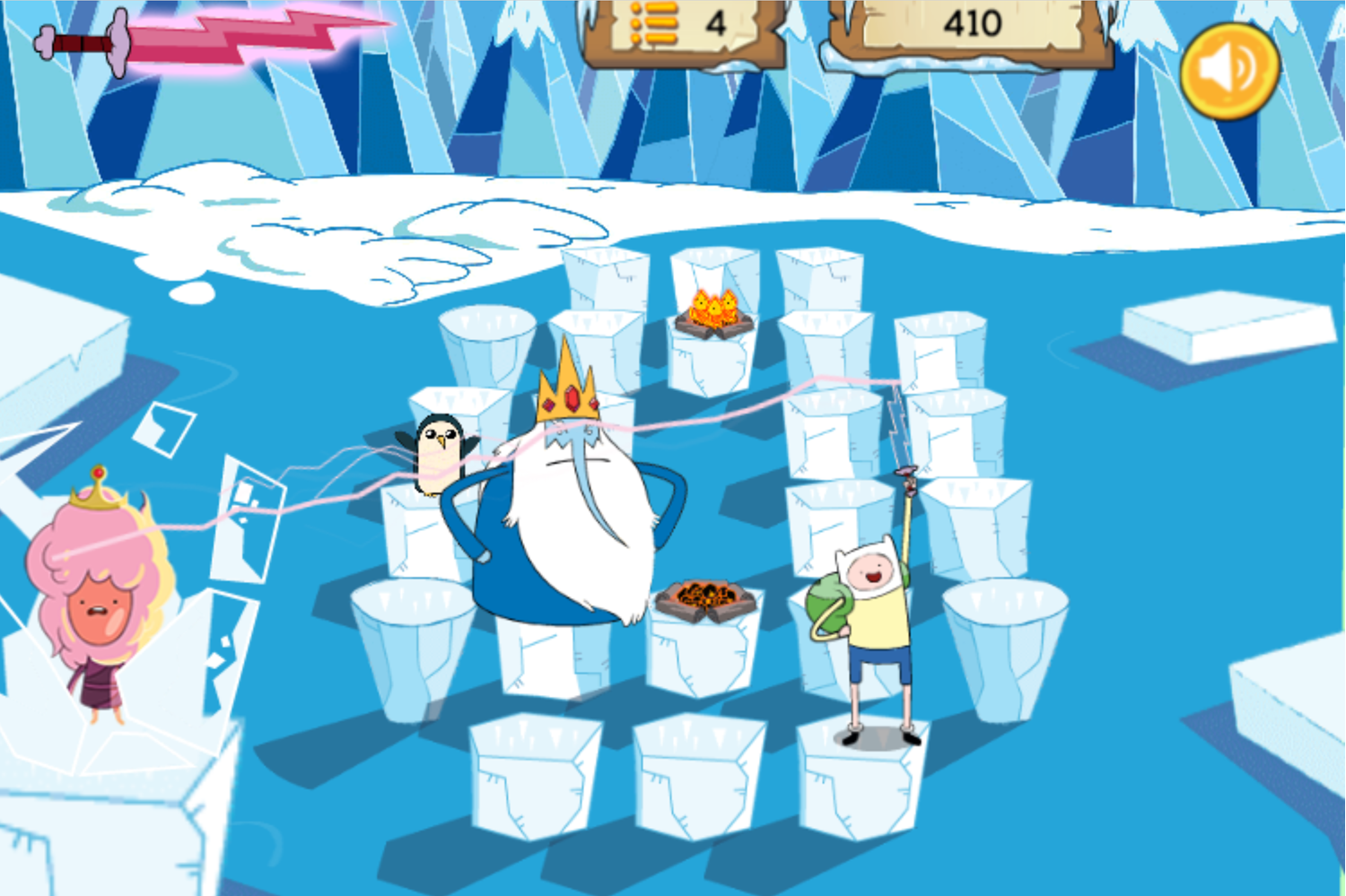 Adventure Time Frosty Fight Game Screenshot.