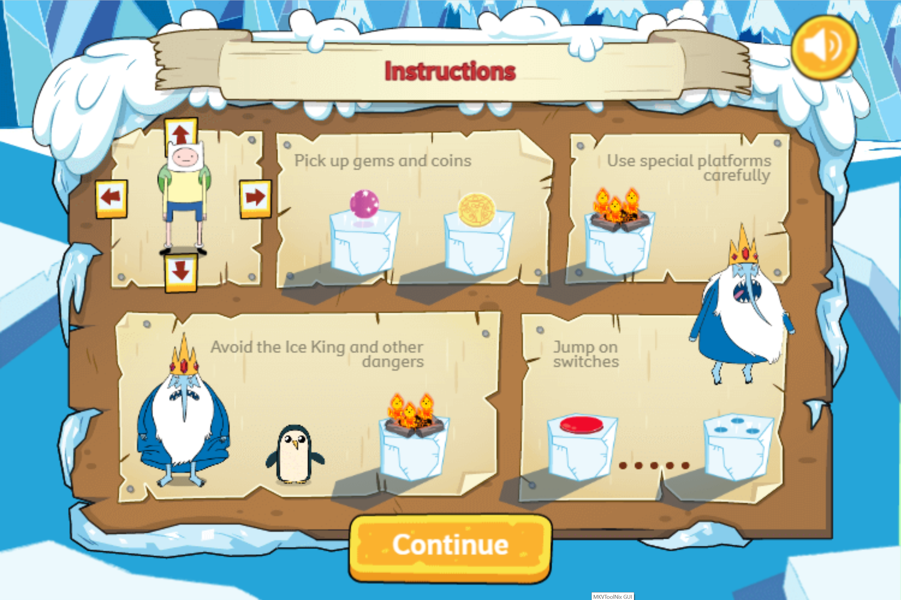 Adventure Time Frosty Fight Game Instructions Screenshot.