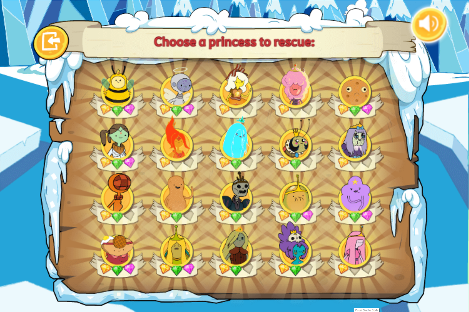 Adventure Time Frosty Fight Level Select Unlocked Screenshot.
