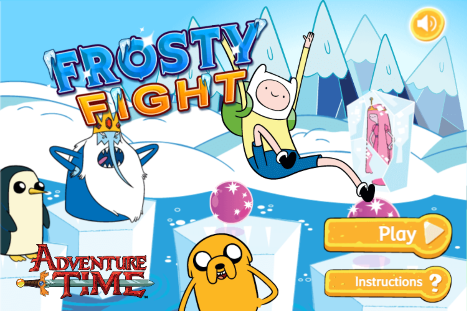 Adventure Time Frosty Fight Welcome Screen Screenshot.