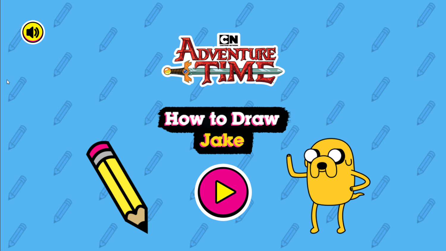 Adventure Time How to Draw Jake Game Welcome Screen Screenshot.