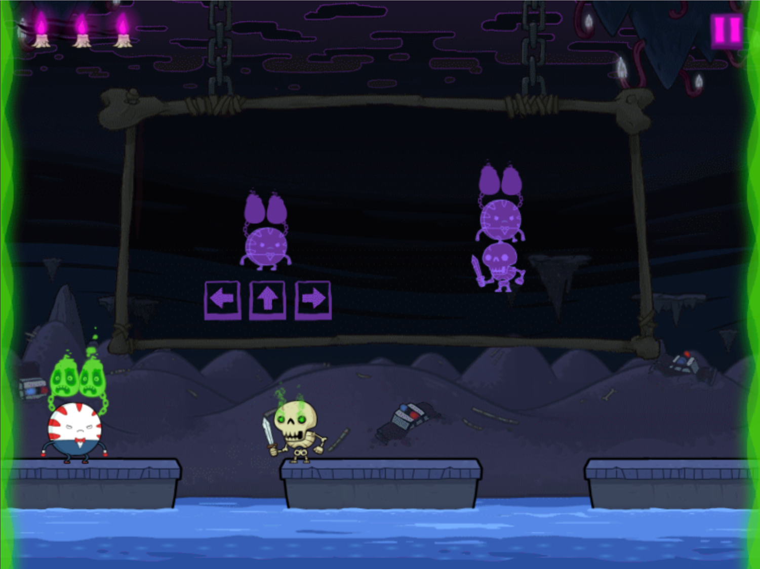 Adventure Time Rumble in the Nightosphere Game One Player Controls Screenshot.