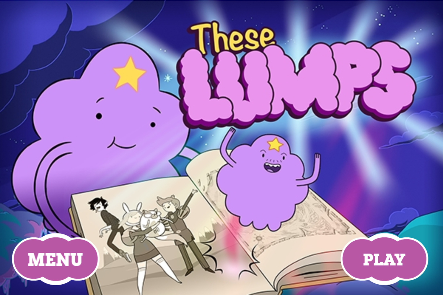 Adventure Time These Lumps Game Welcome Screen Screenshot.