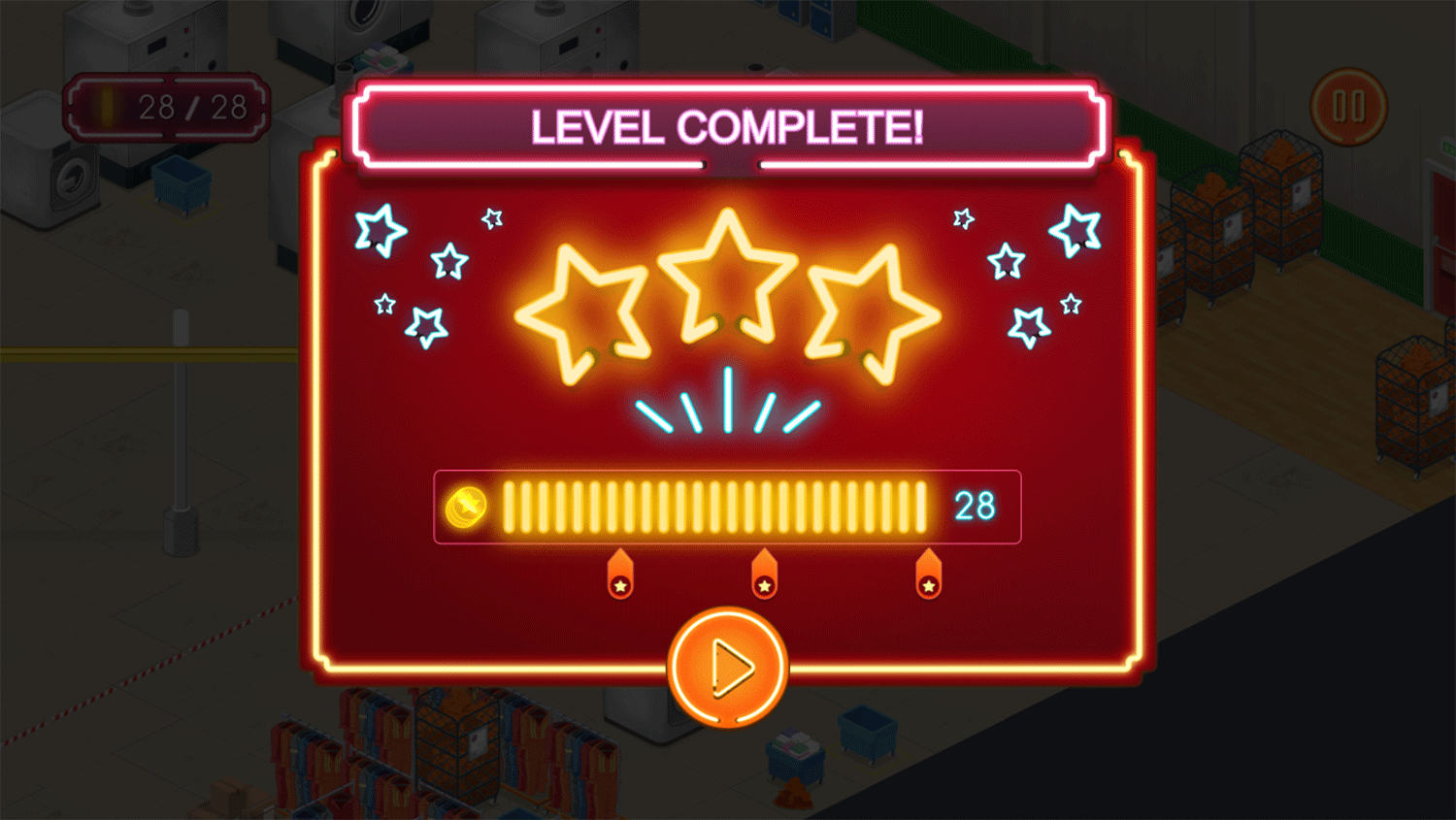 Adventures in Babysitting Game Level Complete Screenshot.