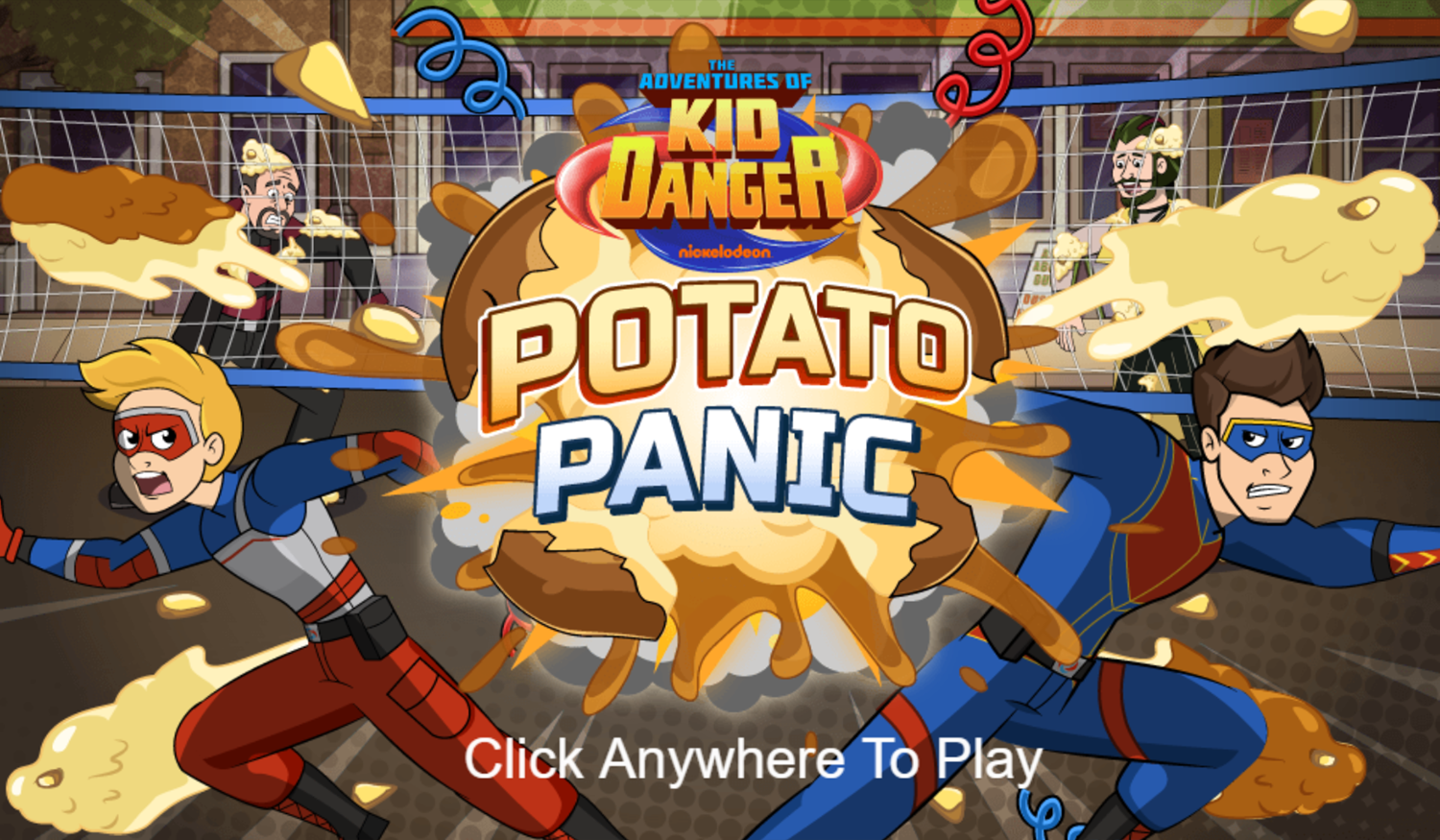 Adventures of Kid Danger Potato Panic Game Welcome Screen Screenshot.