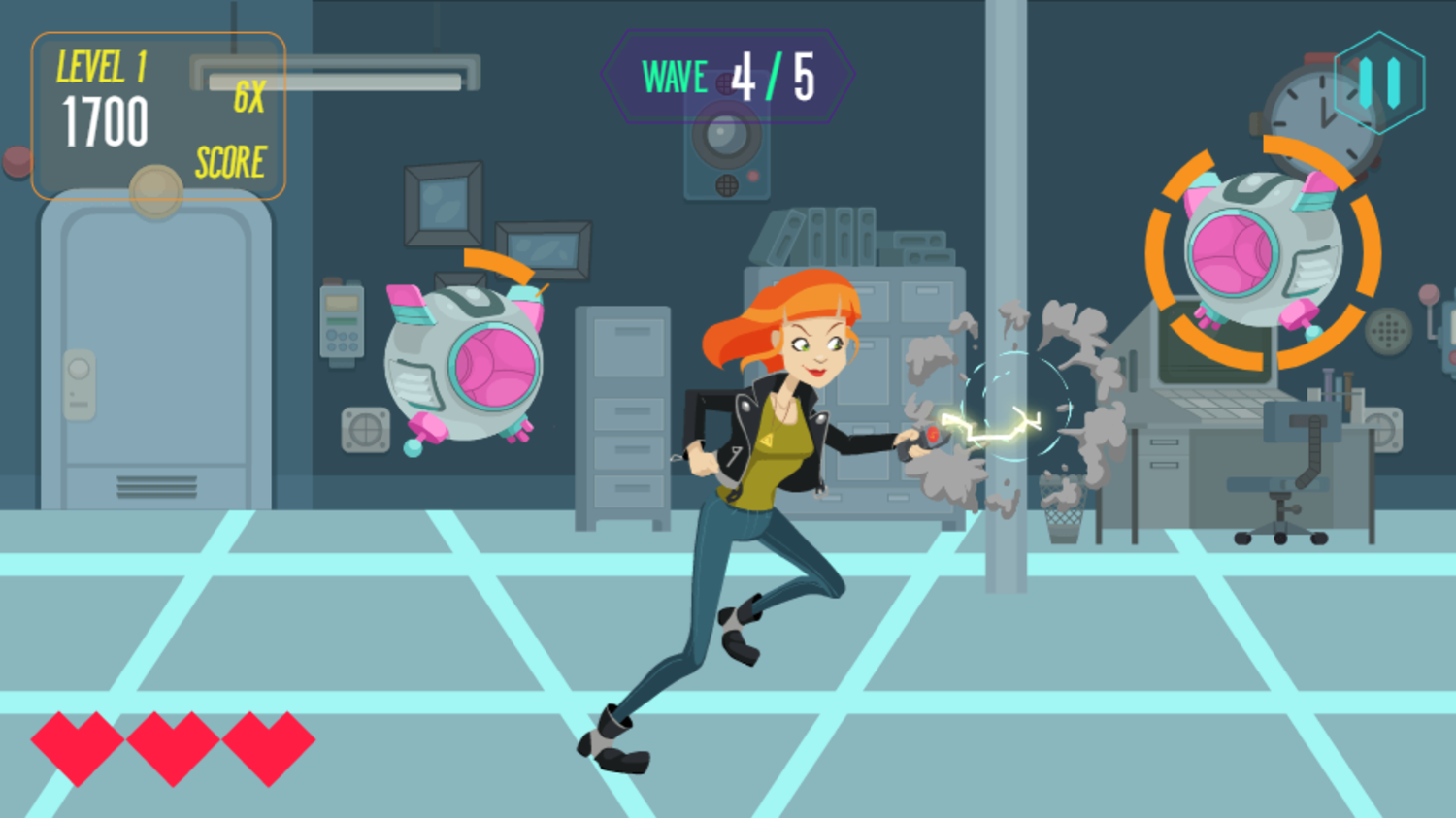 Agent Curiosa vs Rogue Robots Game Play Screenshot.