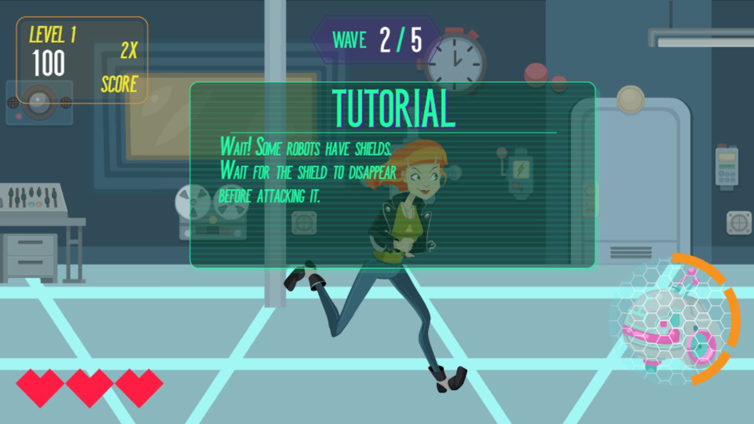 Agent Curiosa vs Rogue Robots Game Instructions Screenshot.