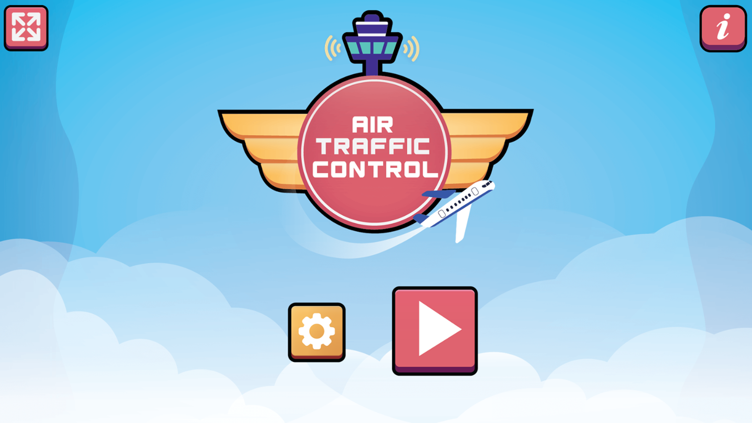 Air Traffic Control Game Welcome Screen Screenshot.
