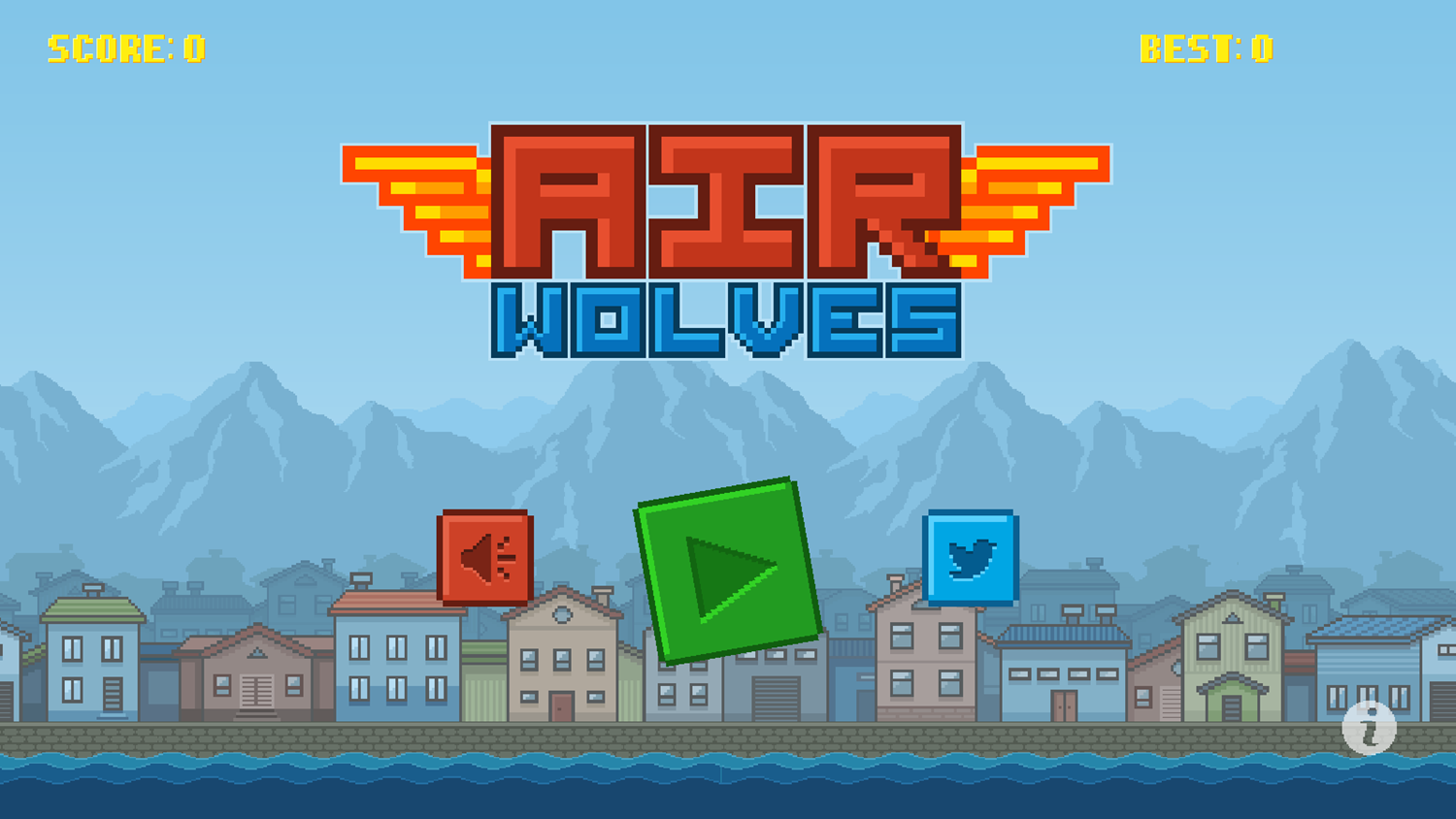 Air Wolves Game Welcome Screen Screenshot.