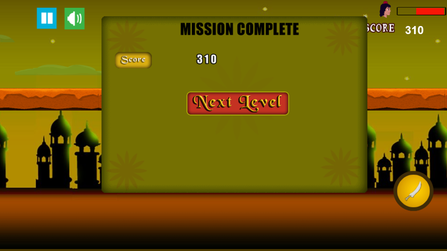 Aladdin Adventure Game Mission Completed Screenshot.