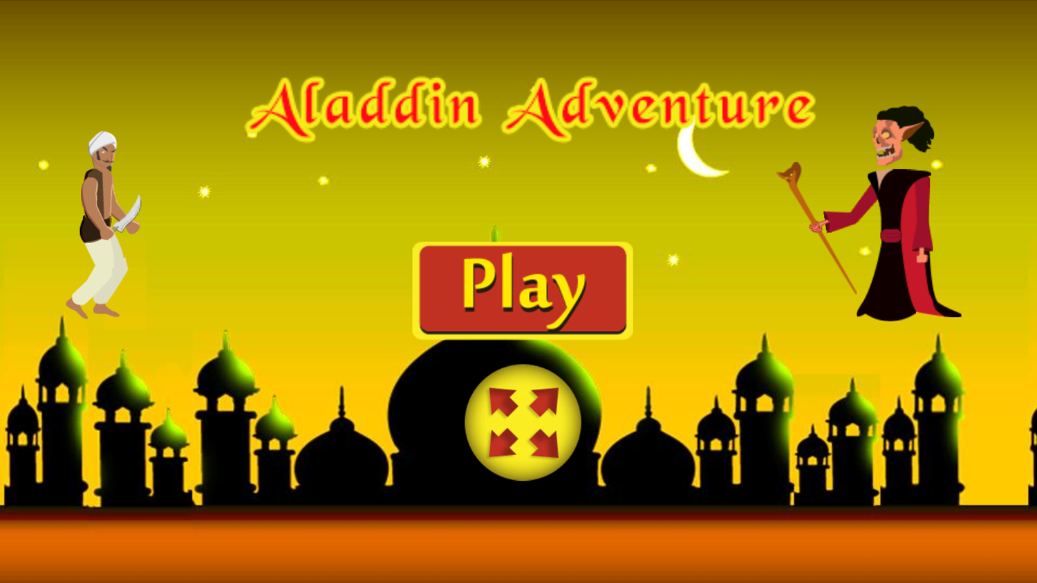 Aladdin Adventure Game Welcome Screen Screenshot.