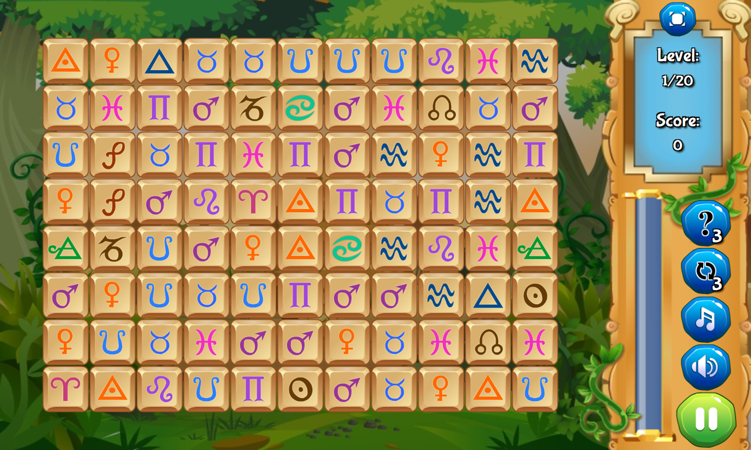Alchemist Symbols Game Start Screenshot.