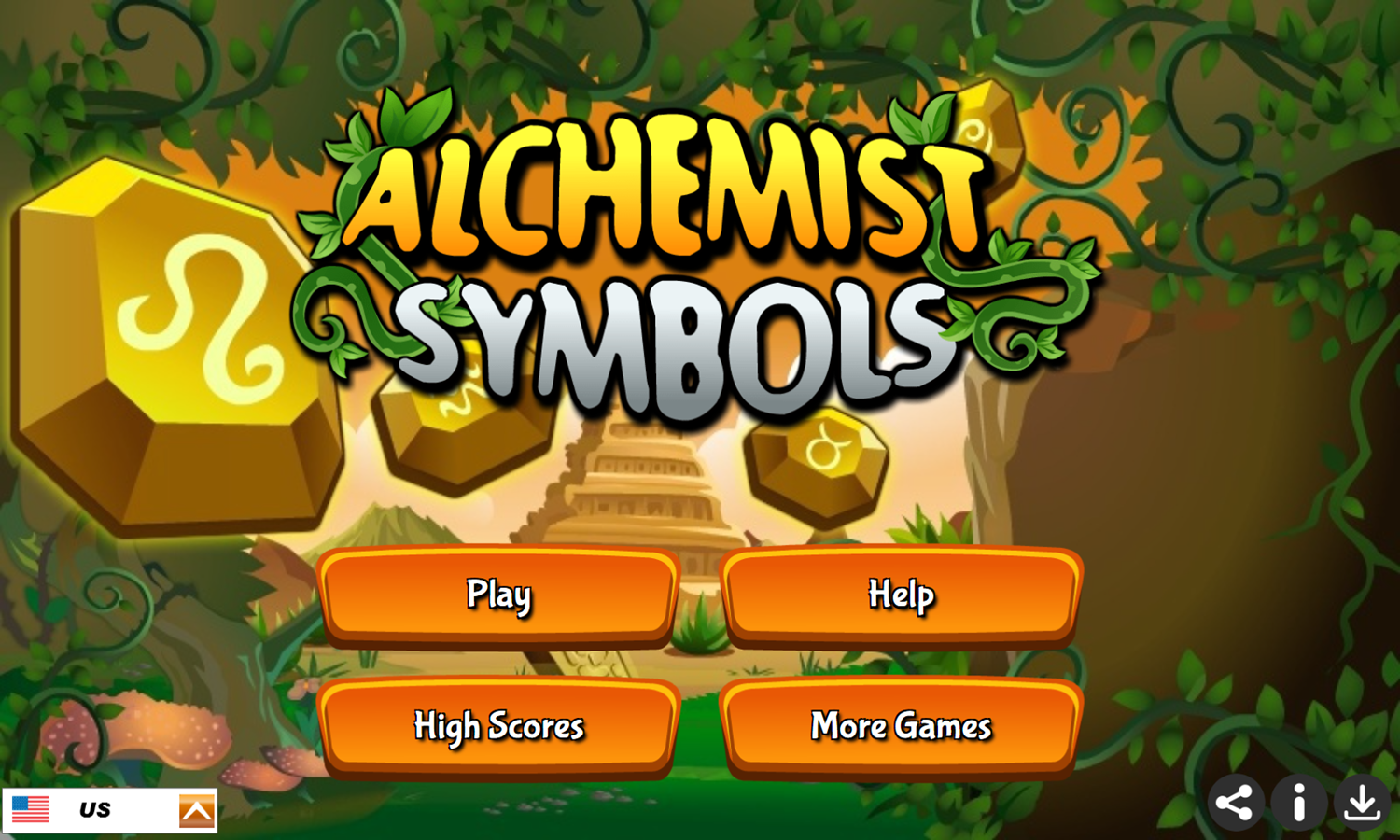 Alchemist Symbols Game Welcome Screen Screenshot.