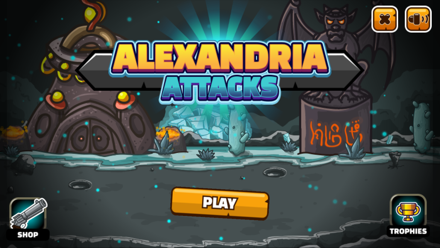 Alexandria Attacks Game Welcome Screen Screenshot.