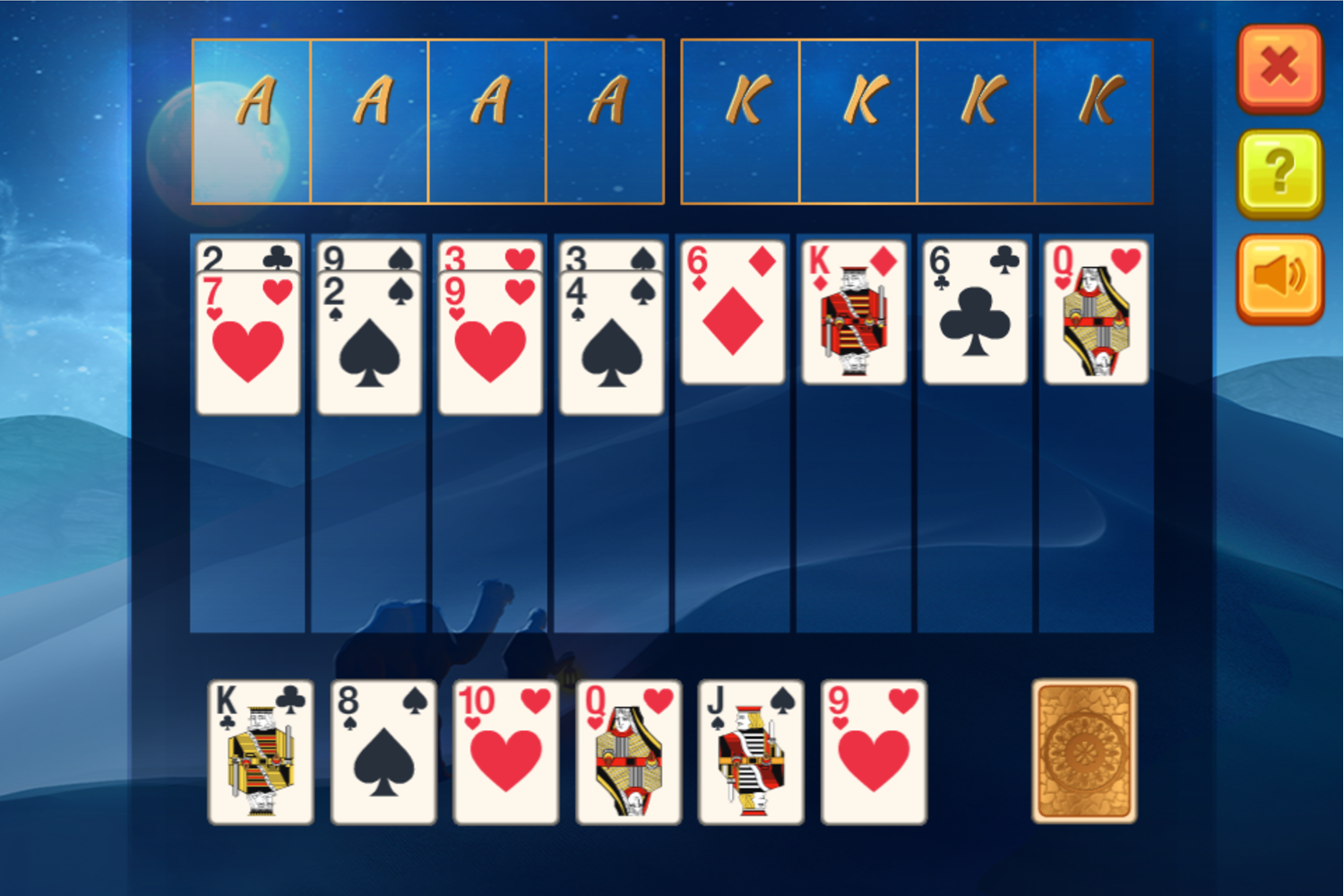 Algerian Patience Solitaire Game Screenshot.