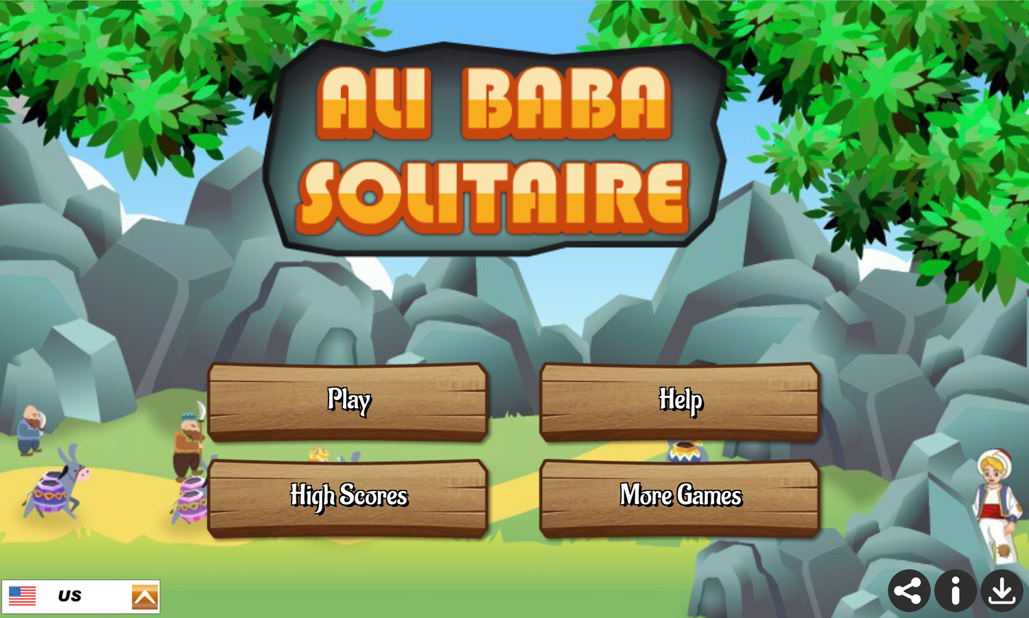 Alibaba Solitaire Game Welcome Screen Screenshot.