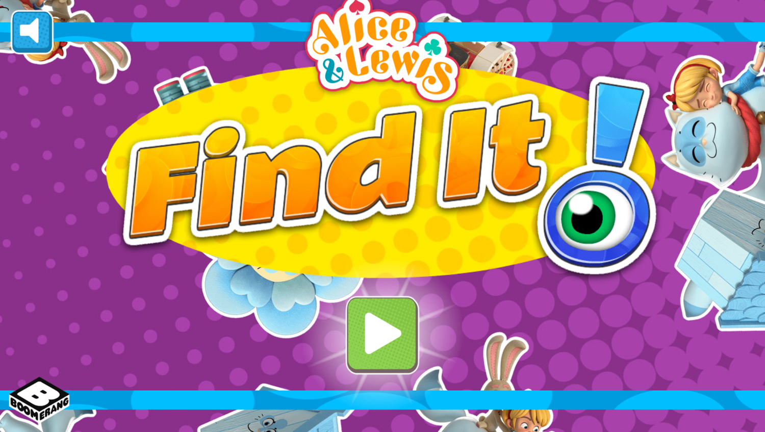 Alice and Lewis Find It Game Welcome Screen Screenshot.