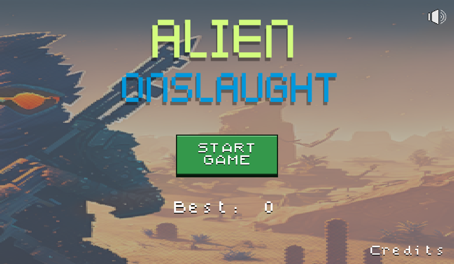 Alien Onslaught Game Welcome Screen Screenshot.