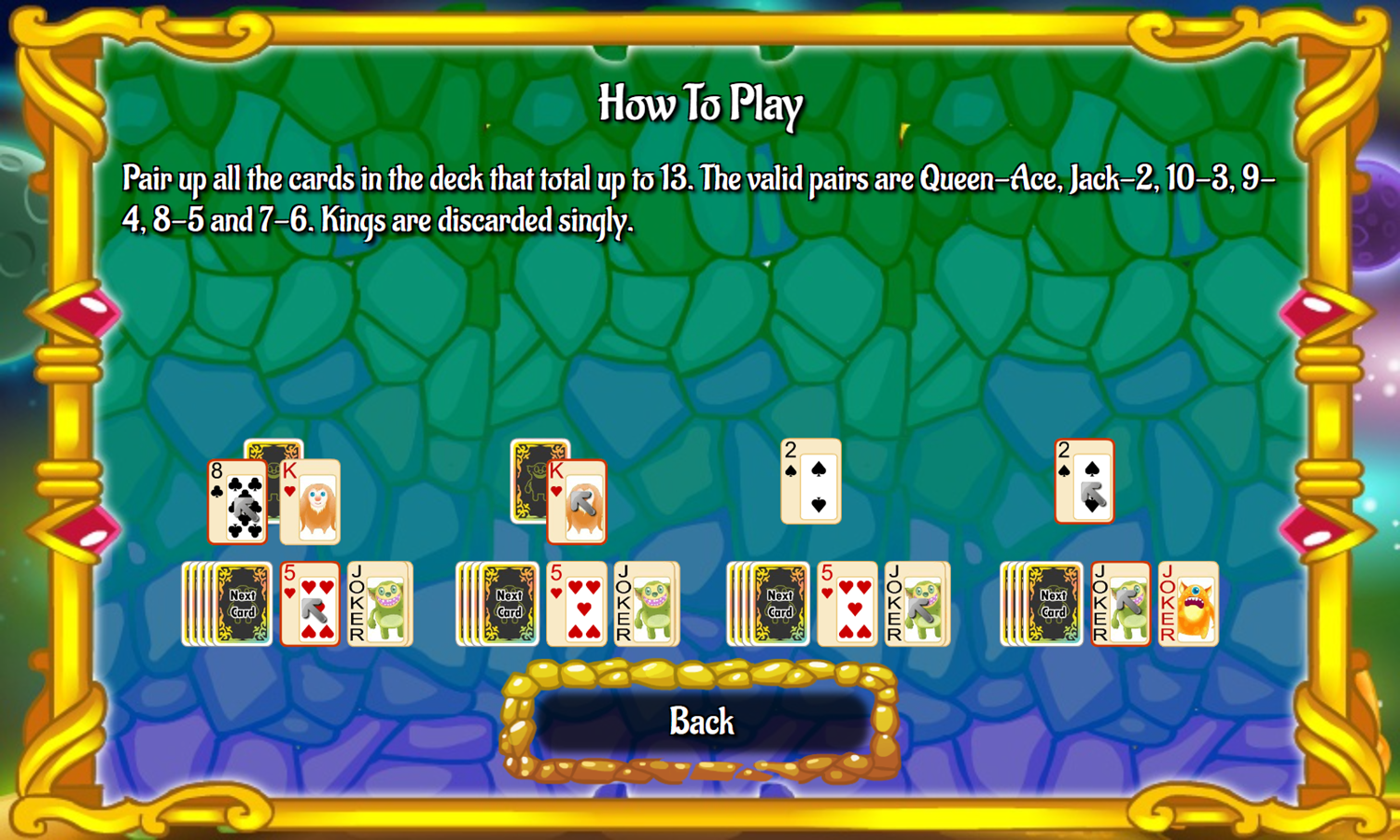 Alien Pyramid Solitaire Game How To Play Screenshot.