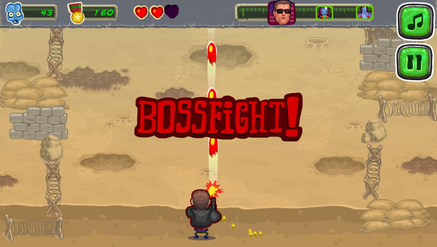 Aliens Attack Game Boss Fight Screenshot.