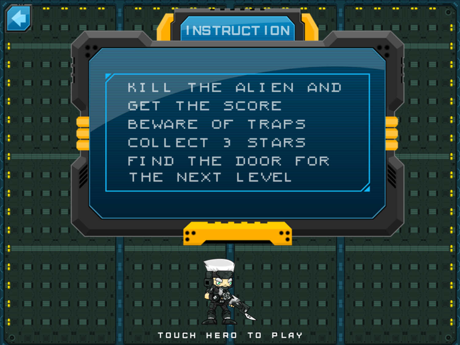 Aliens Buster Game Instruction Screenshot.