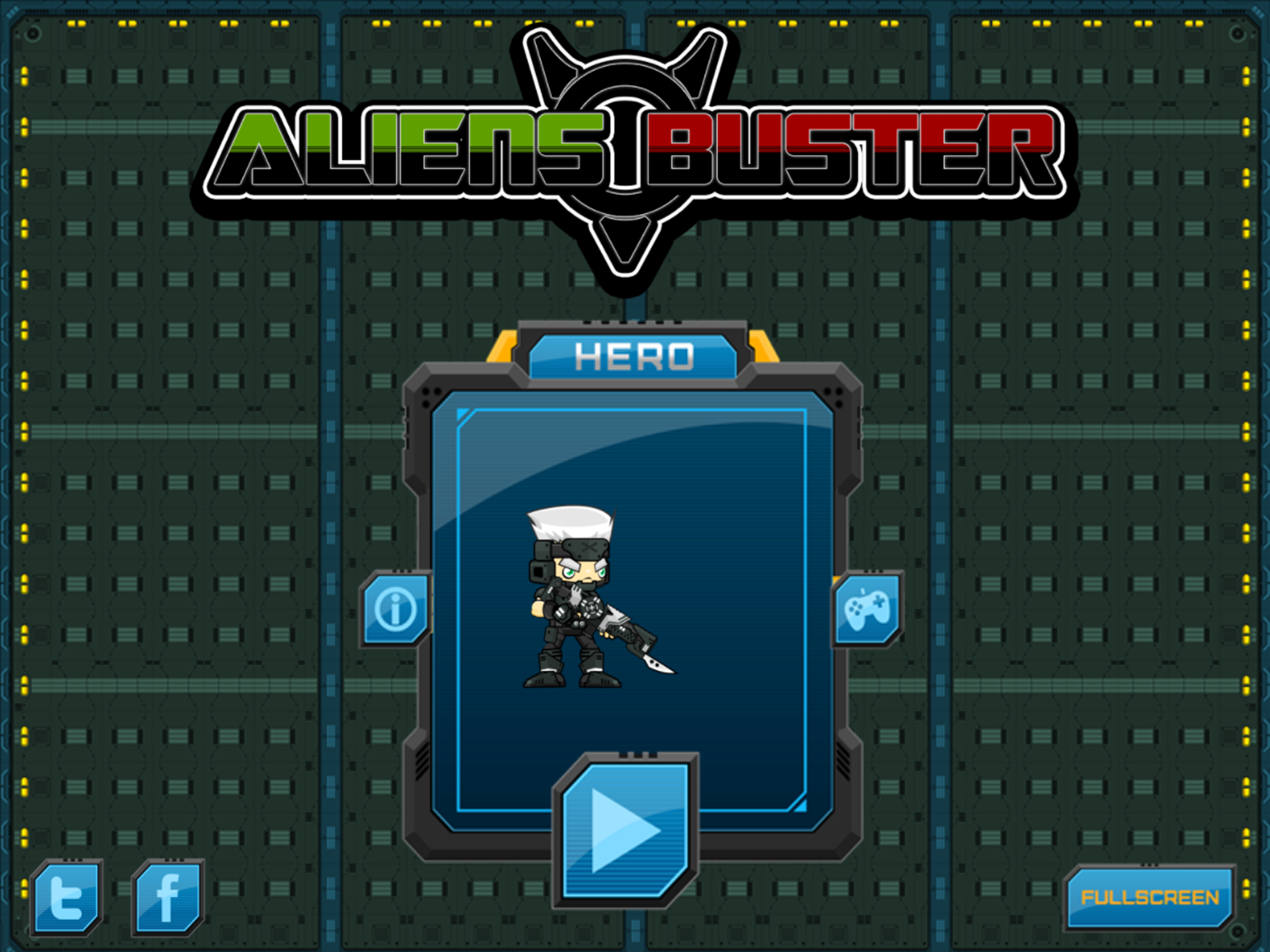 Aliens Buster Game Welcome Screen Screenshot.