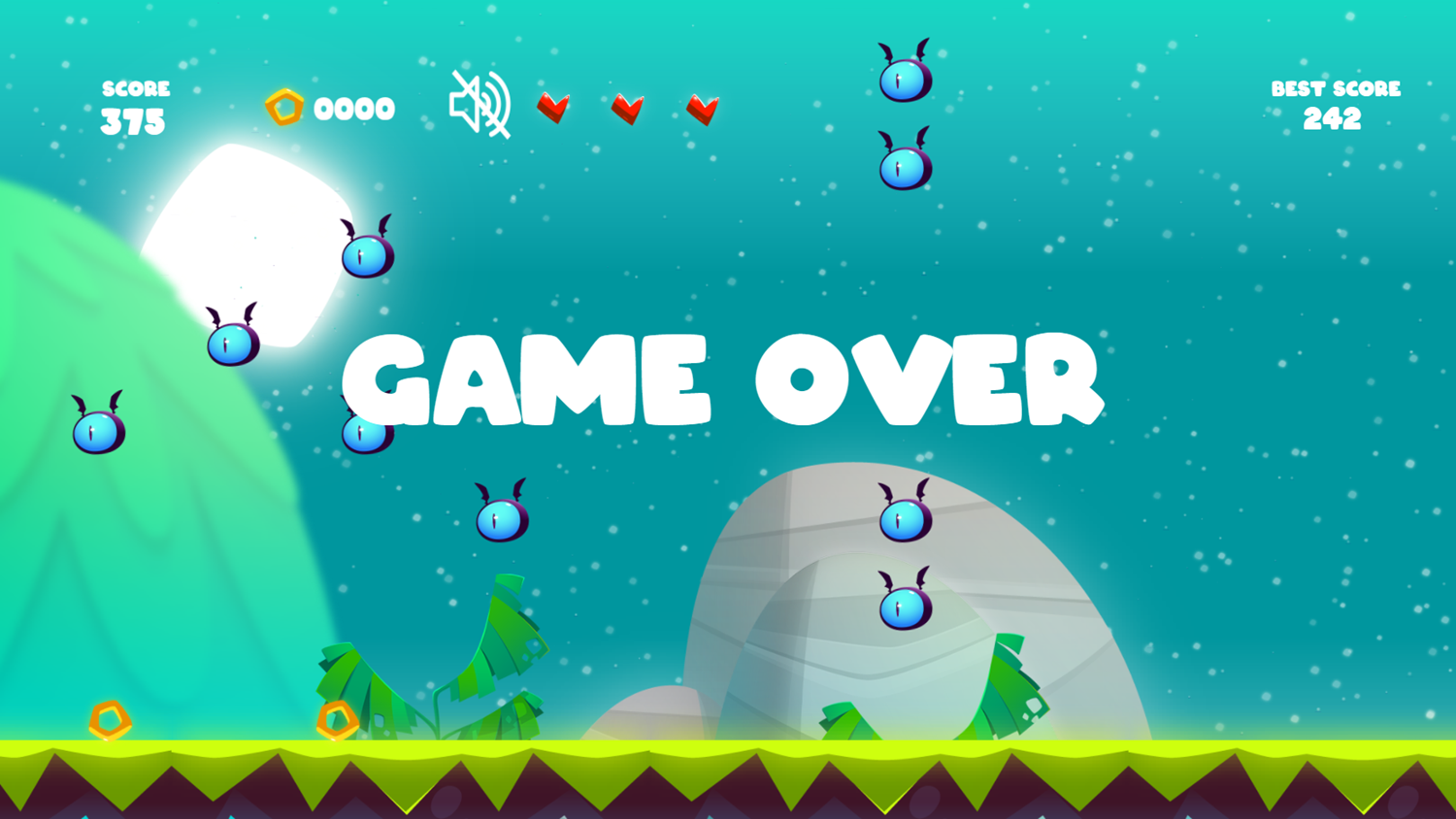 Aliens vs Bug Game Over Screenshot.