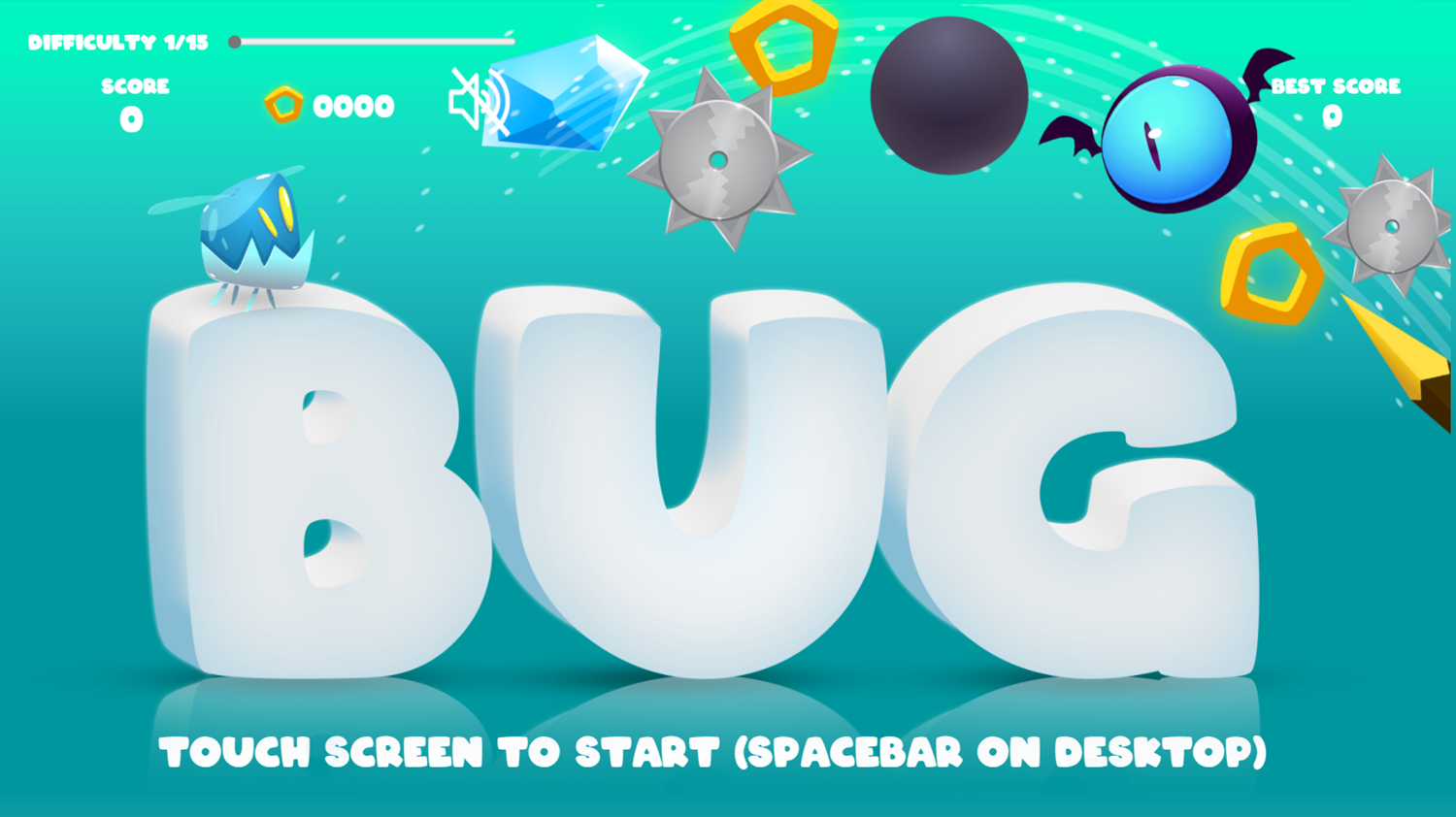 Aliens vs Bug Game Welcome Screen Screenshot.