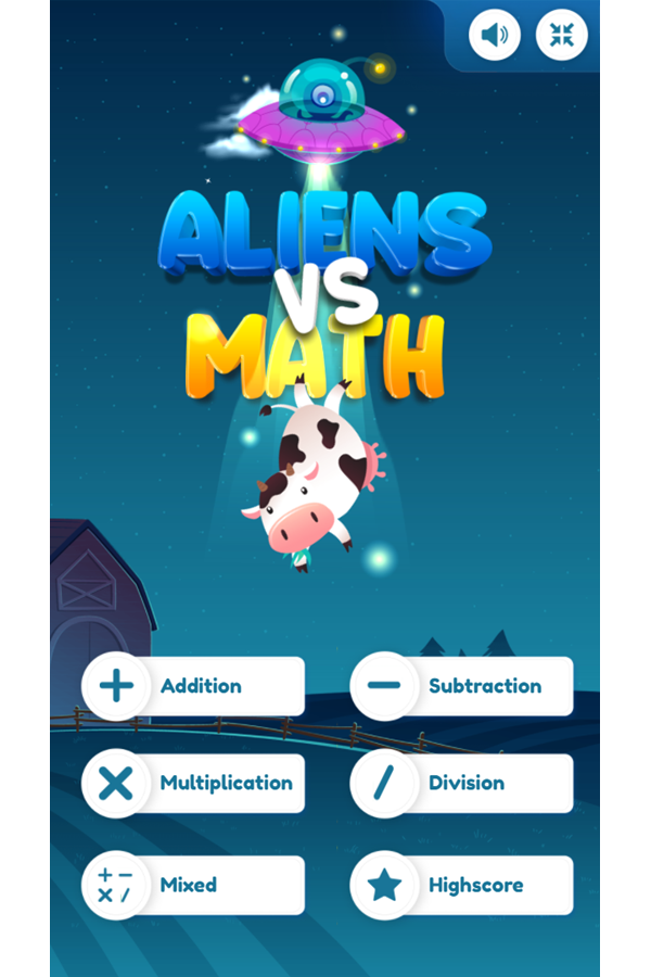Aliens Vs Math Welcome Screen Screenshot.