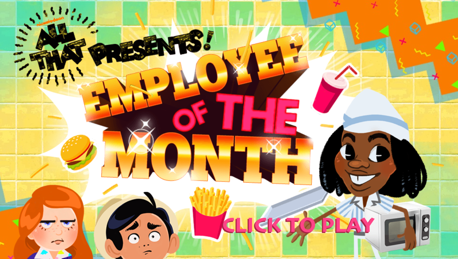 All That Presents Employee of the Month Game Welcome Screen Screenshot.