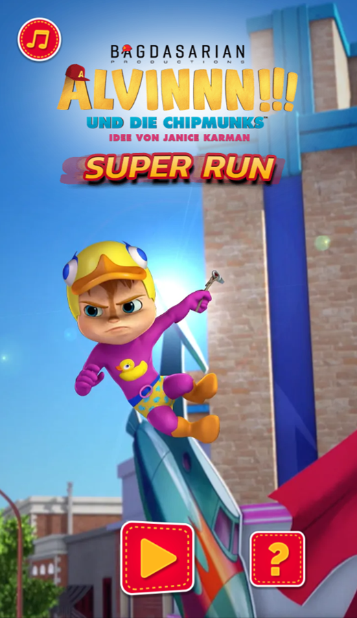 Alvin Super Run Book Game Welcome Screen Screenshot.