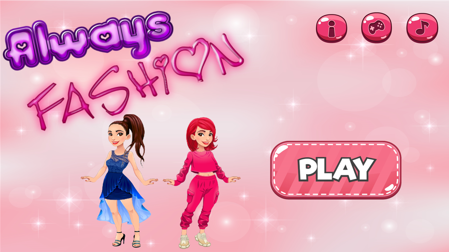 Always Fashion Dress Up Game Welcome Screen Screenshot.