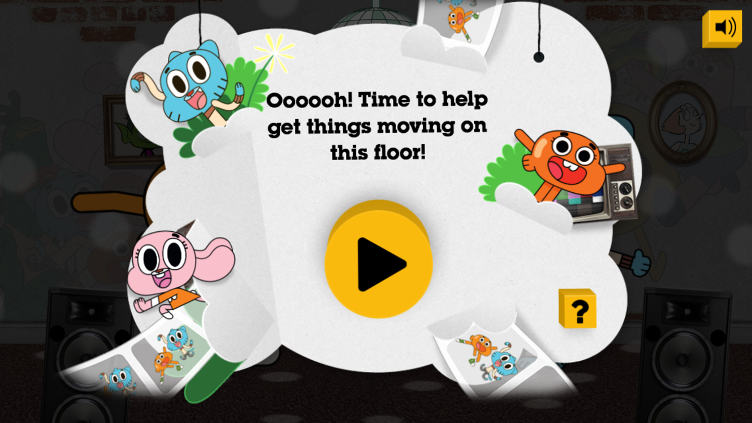 Amazing World of Gumball Animation Game Welcome Screen Screenshot.