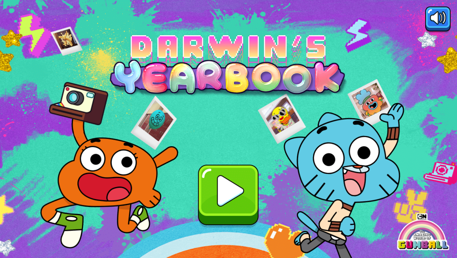 Amazing World of Gumball Darwin's Yearbook Game Welcome Screen Screenshot.