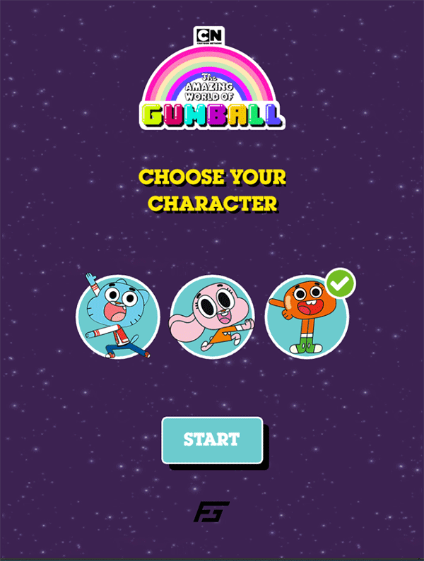 Amazing World of Gumball Dash N Dodge Game Choose Character Screenshot.