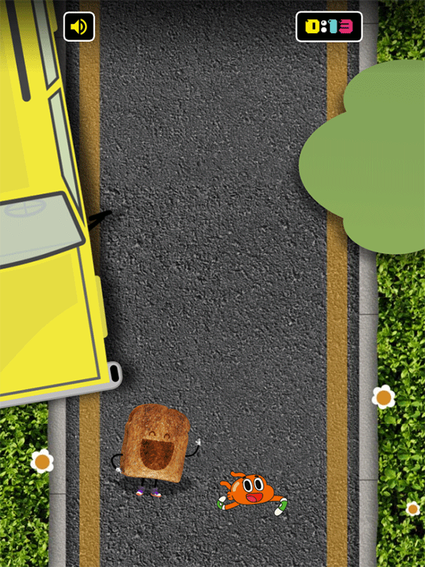 Amazing World of Gumball Dash N Dodge Game Screenshot.