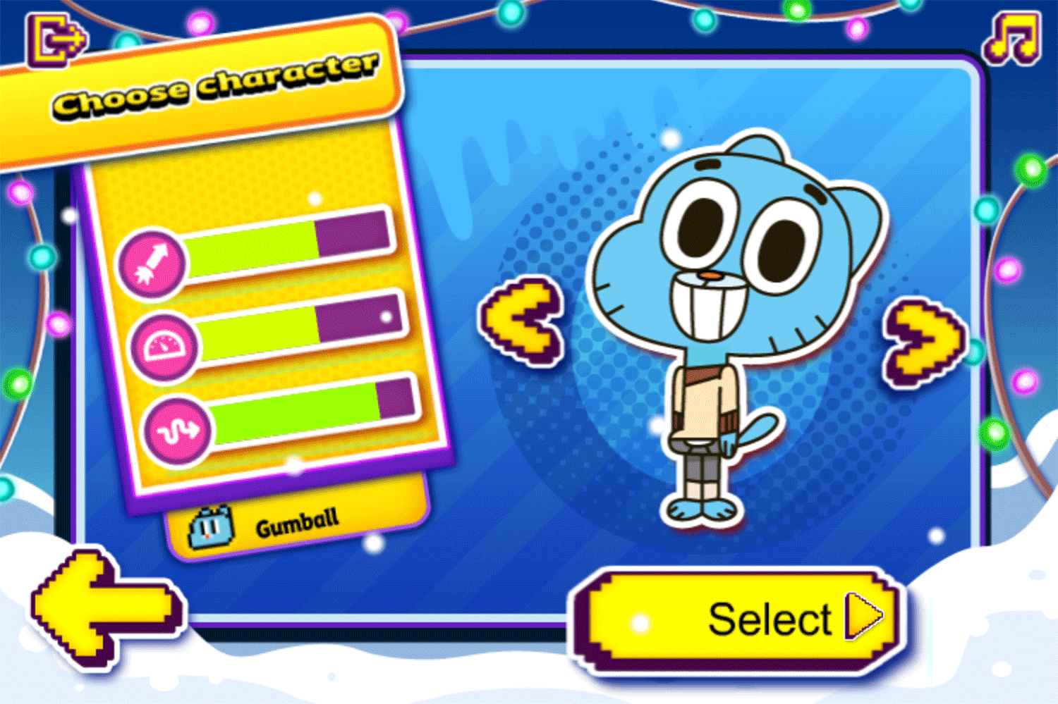 Amazing World of Gumball Downhill Dash Game Choose Character Screenshot.