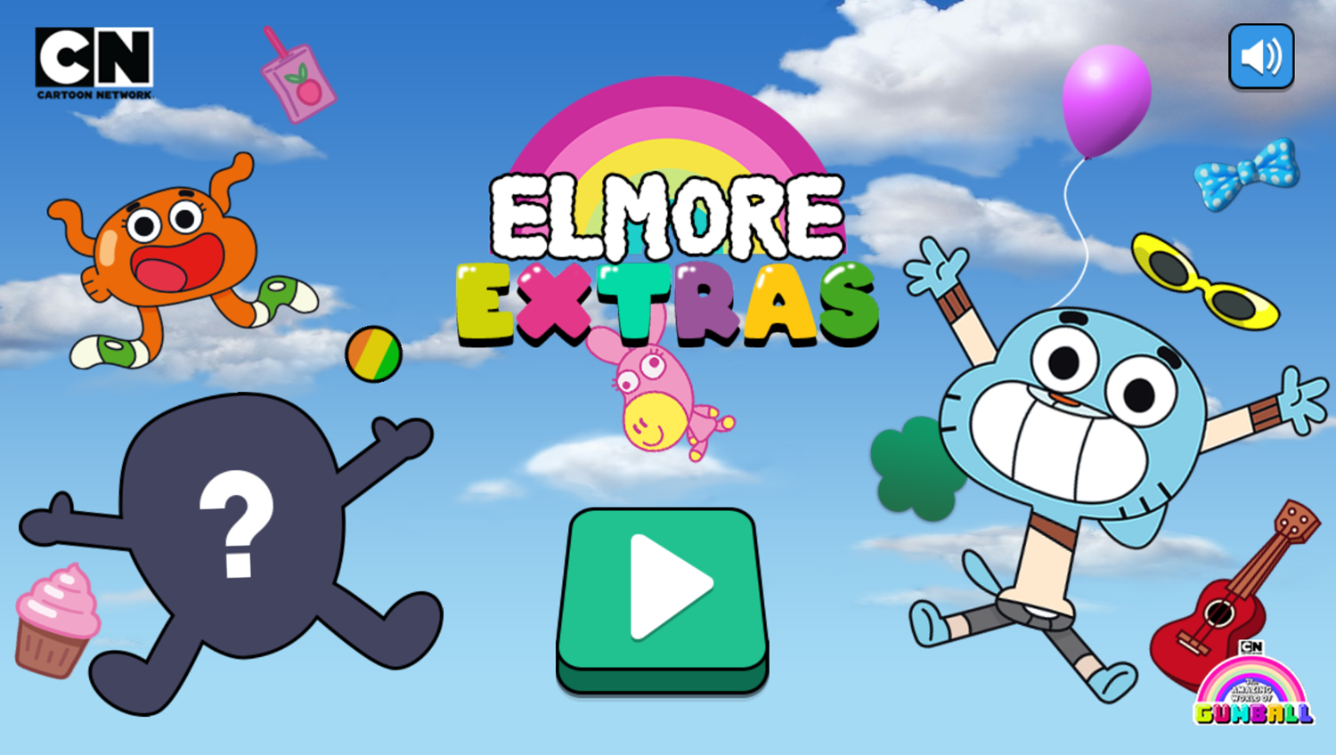 Amazing World of Gumball Elmore Extras Game Welcome Screen Screenshot.