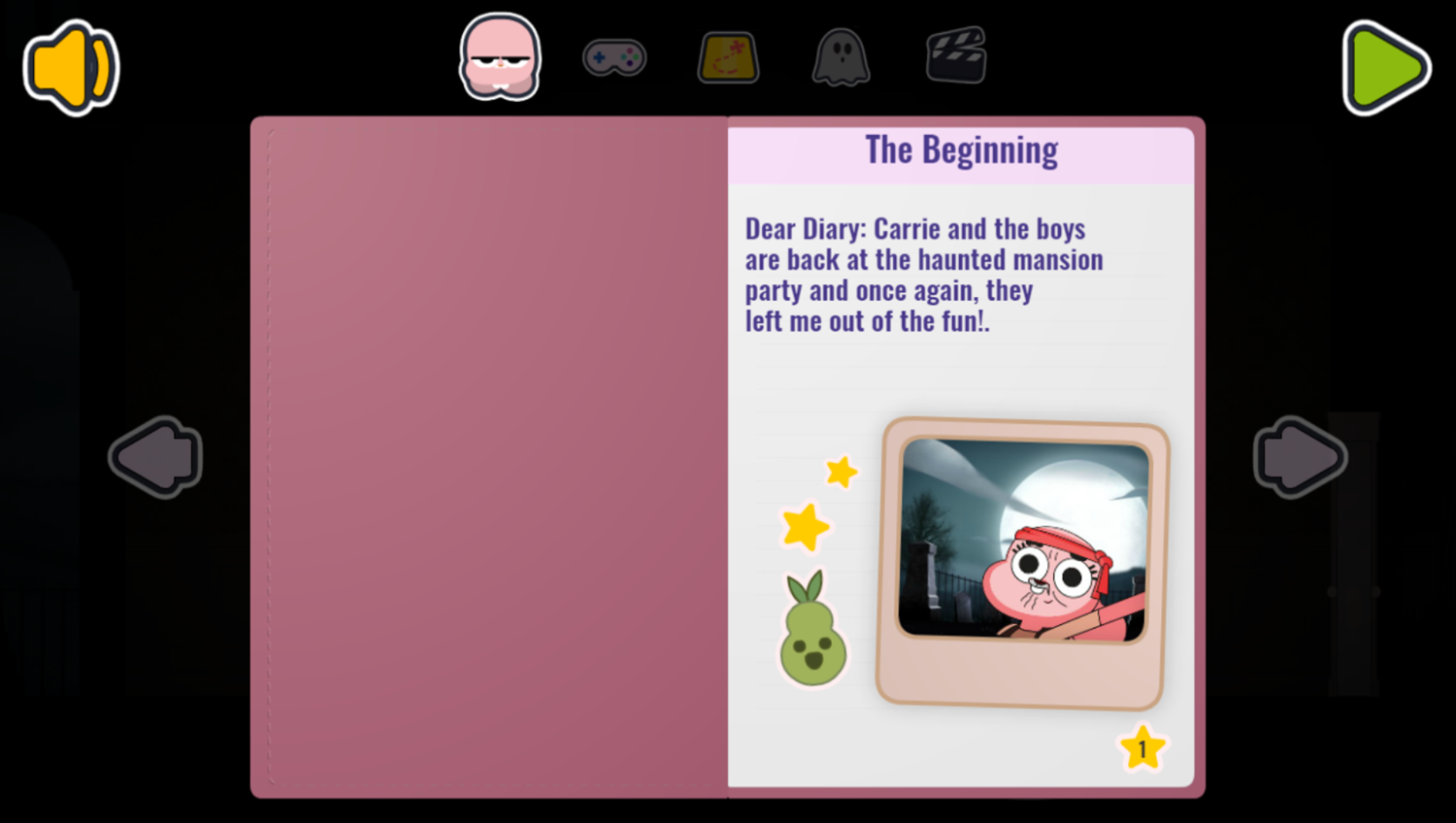 Amazing World of Gumball Ghost Blast Game Diary Screenshot.