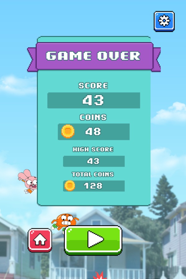 Amazing World of Gumball Gum Dropped Game Over Screenshot.