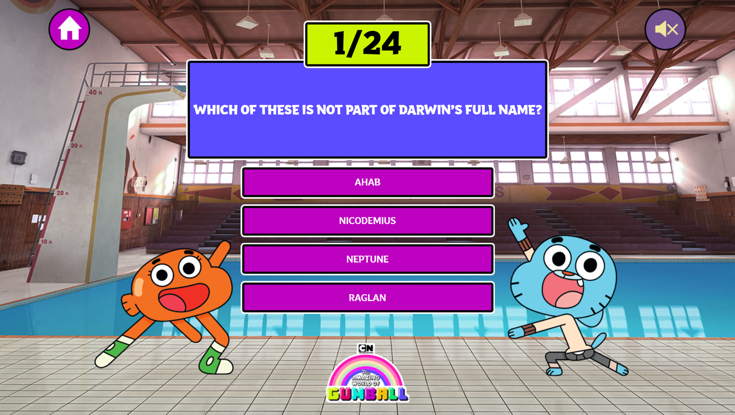 Amazing World of Gumball Gumball's Gigantic Trivia Quiz Game Question Screenshot.