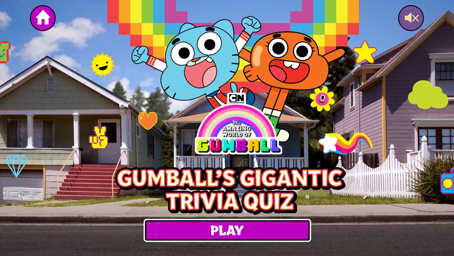 Amazing World of Gumball Gumball's Gigantic Trivia Quiz Game Welcome Screen Screenshot.