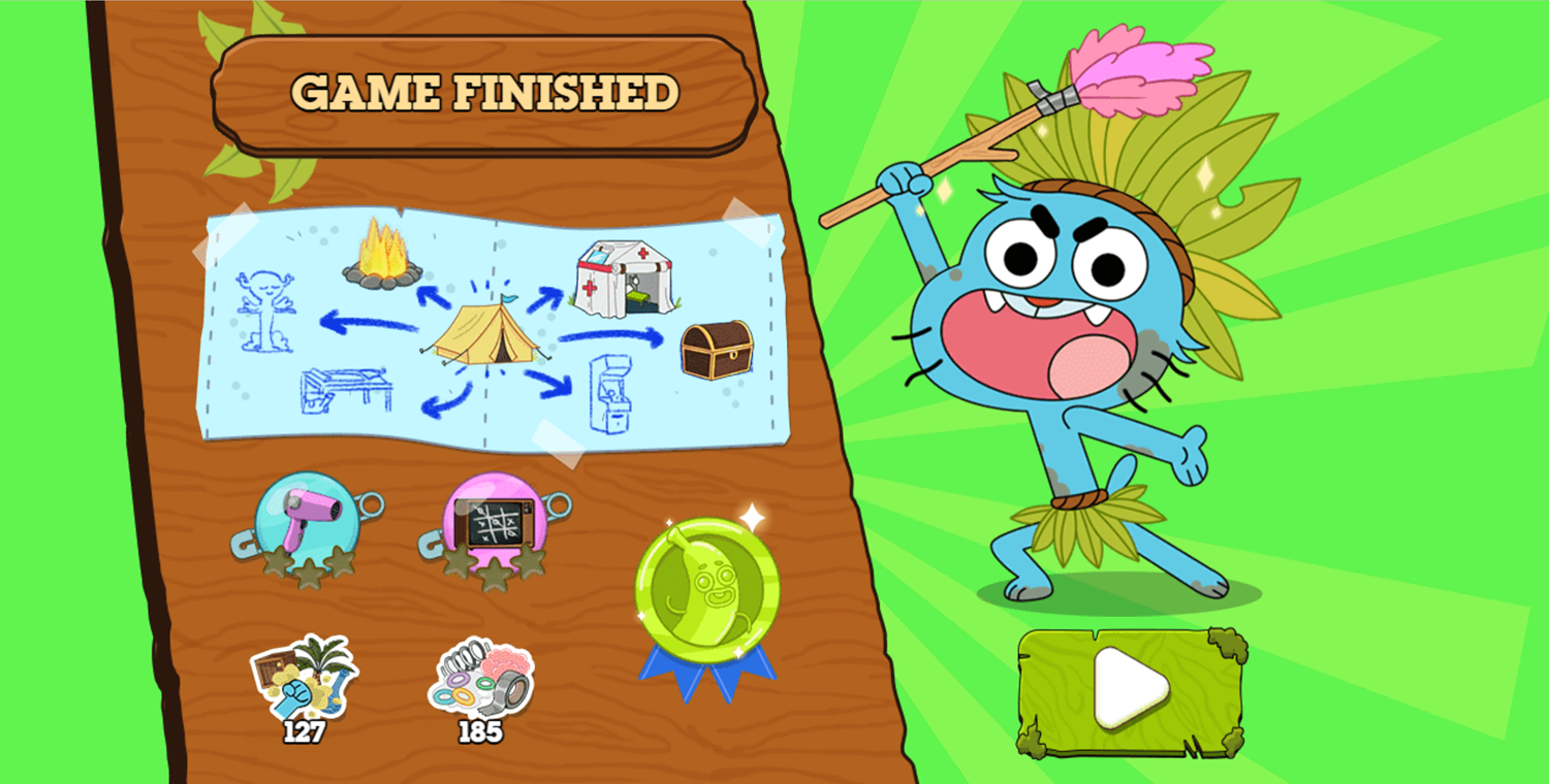 Amazing World of Gumball Home Alone Survival Game Finished Screen Screenshot.