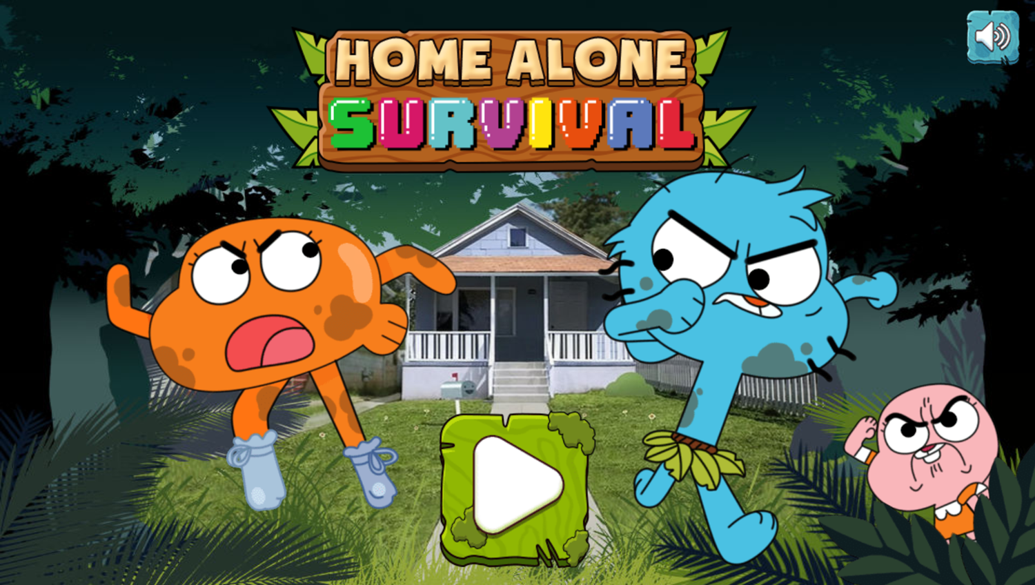 Amazing World of Gumball Home Alone Survival Game Welcome Screen Screenshot.