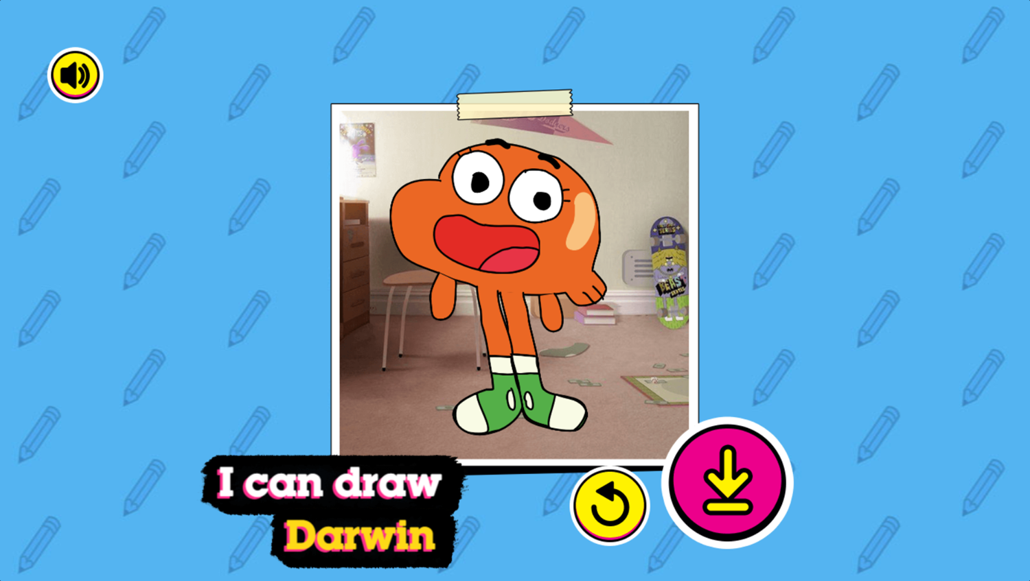 Amazing World of Gumball How to Draw Darwin Game Complete Screenshot.