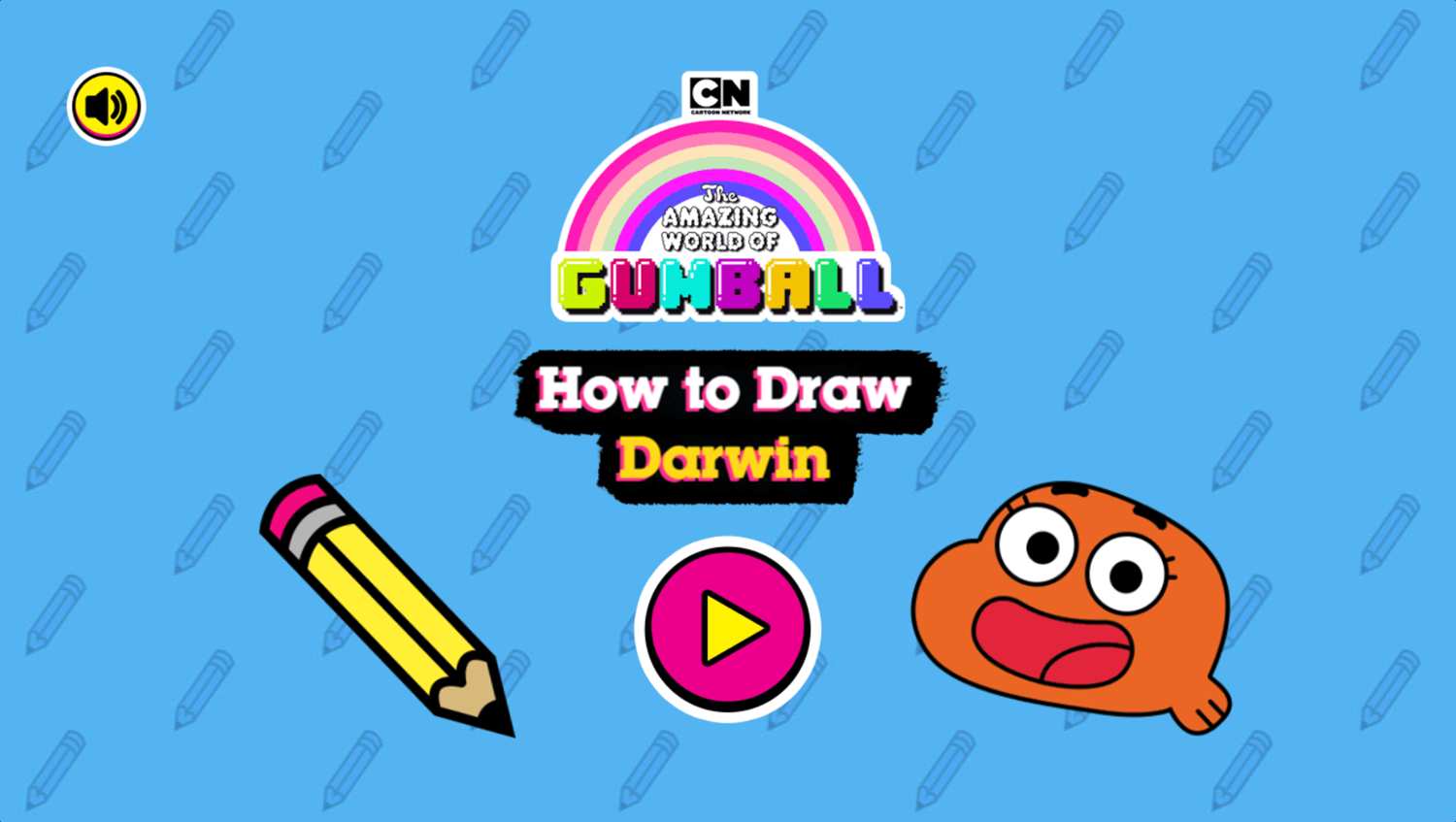 Amazing World of Gumball How to Draw Darwin Game Welcome Screen Screenshot.