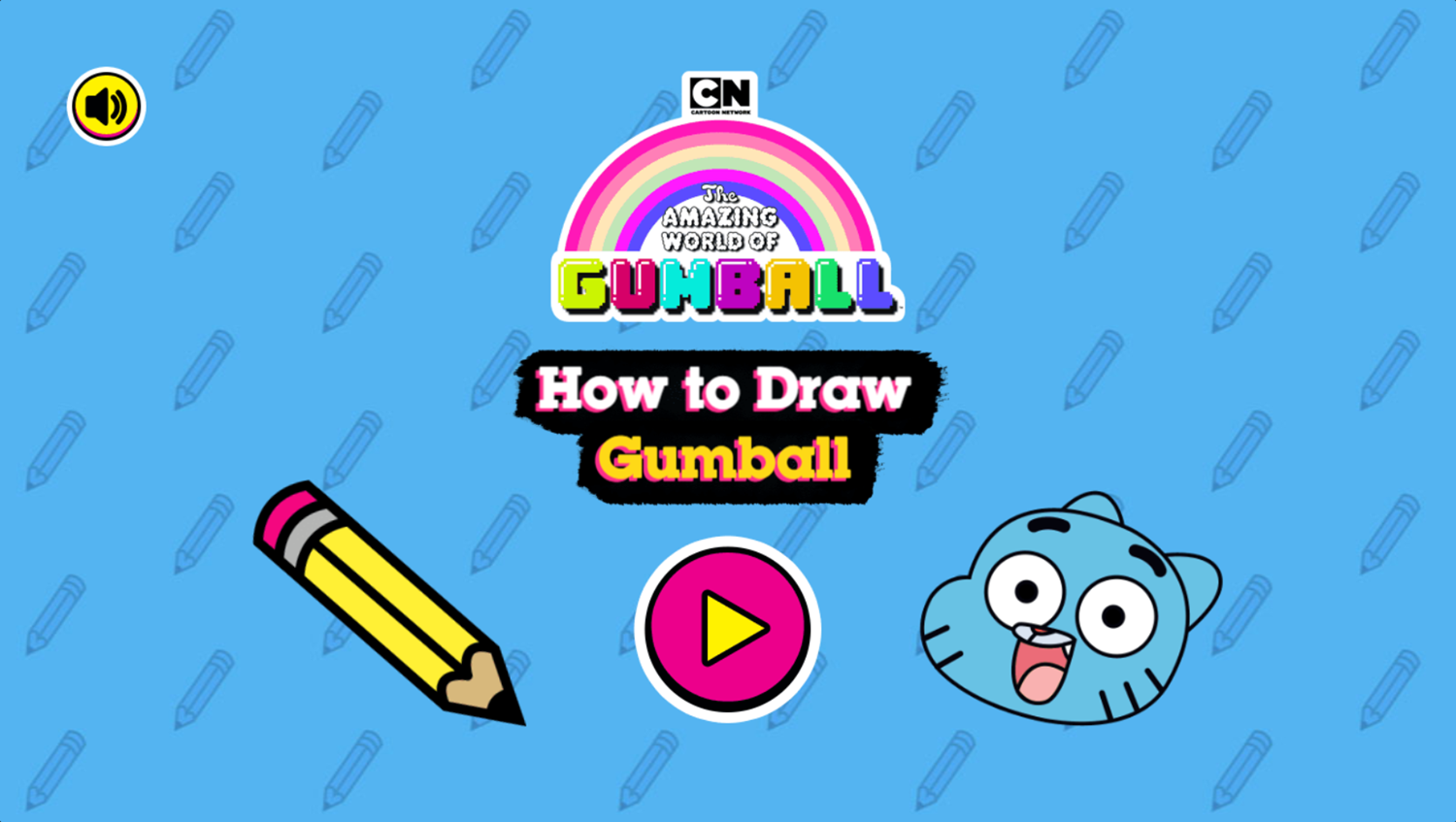Amazing World of Gumball How to Draw Gumball Game Welcome Screen Screenshot.