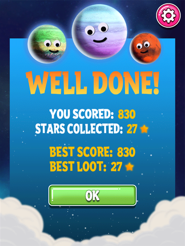 Amazing World of Gumball Stellar Odyssey Game Result Screenshot.