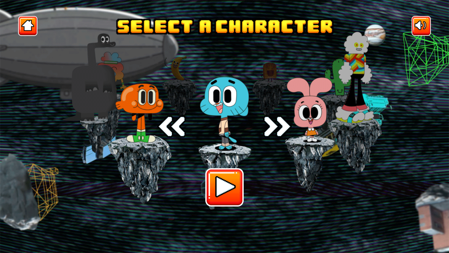 Amazing World of Gumball Swing Out Game Select Character Screenshot.