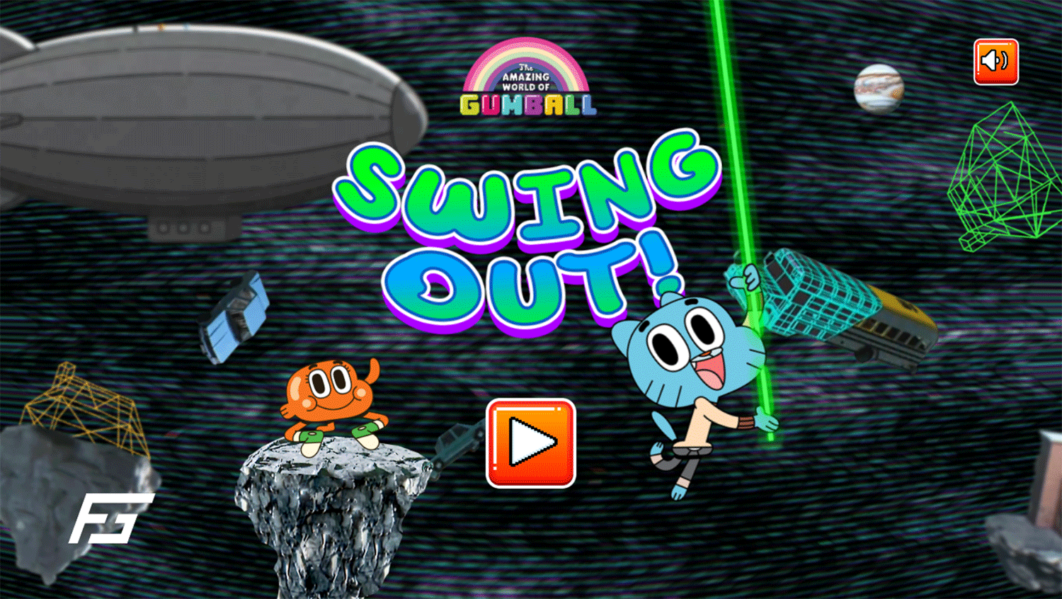 Amazing World of Gumball Swing Out Game Welcome Screen Screenshot.